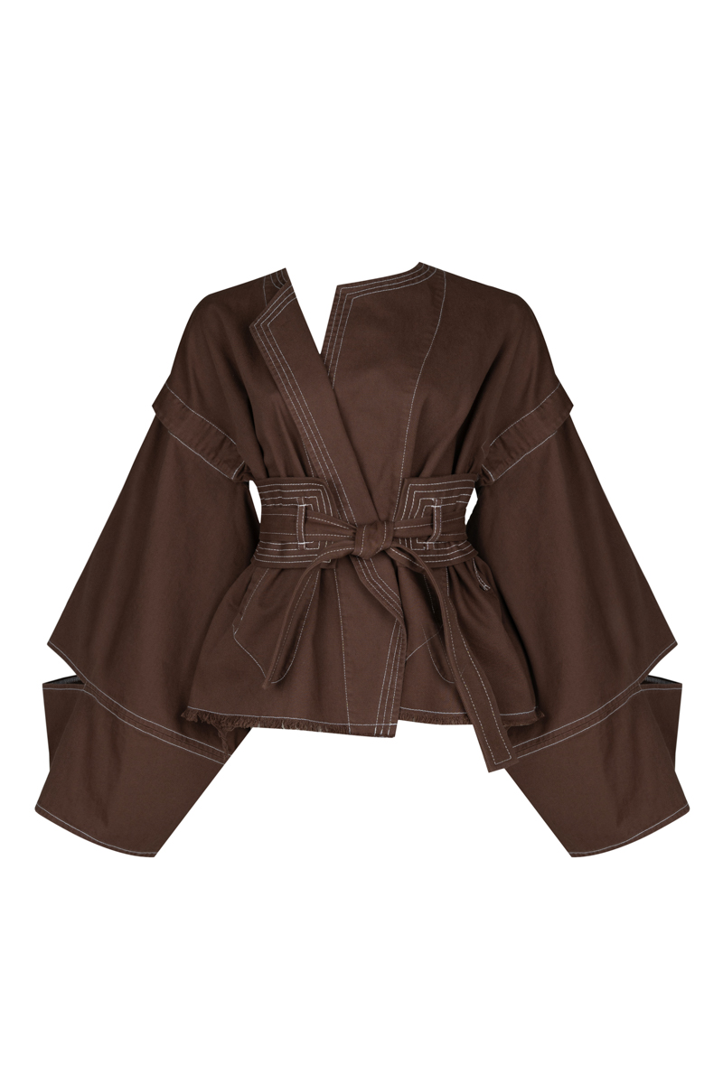 Brown denim kimono photo